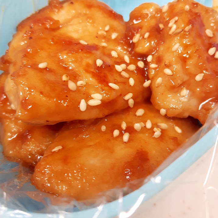 子供が喜ぶ!やわらか鶏むね肉の焼き肉のタレ炒め♪